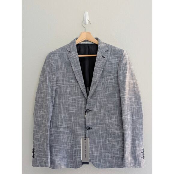 NWT Ettore Ravelli Blazer Suit Jacket Slate Blue Size 36 Cotton Italy Sport Coat - Picture 2 of 10
